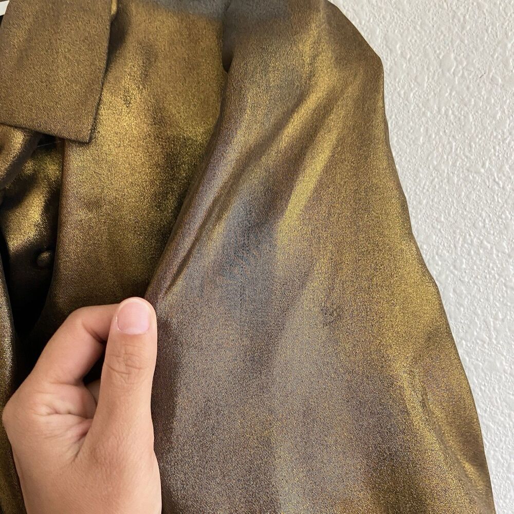 FRAME Gold Metallic Blouse Button Up Women’s XS Long Sleeve - Picture 5 of 10